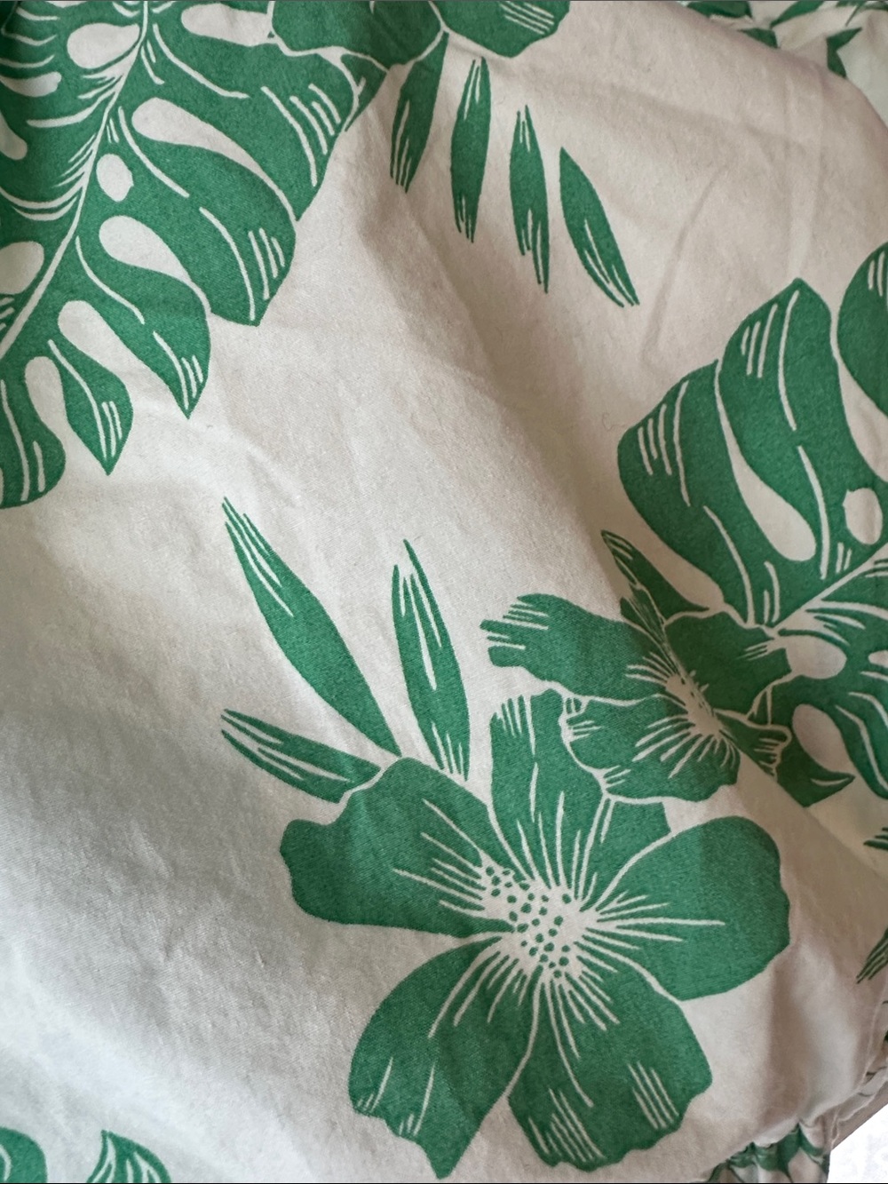 Green Tropical Print Puff Sleeve Crop Top - Picture 4 of 4
